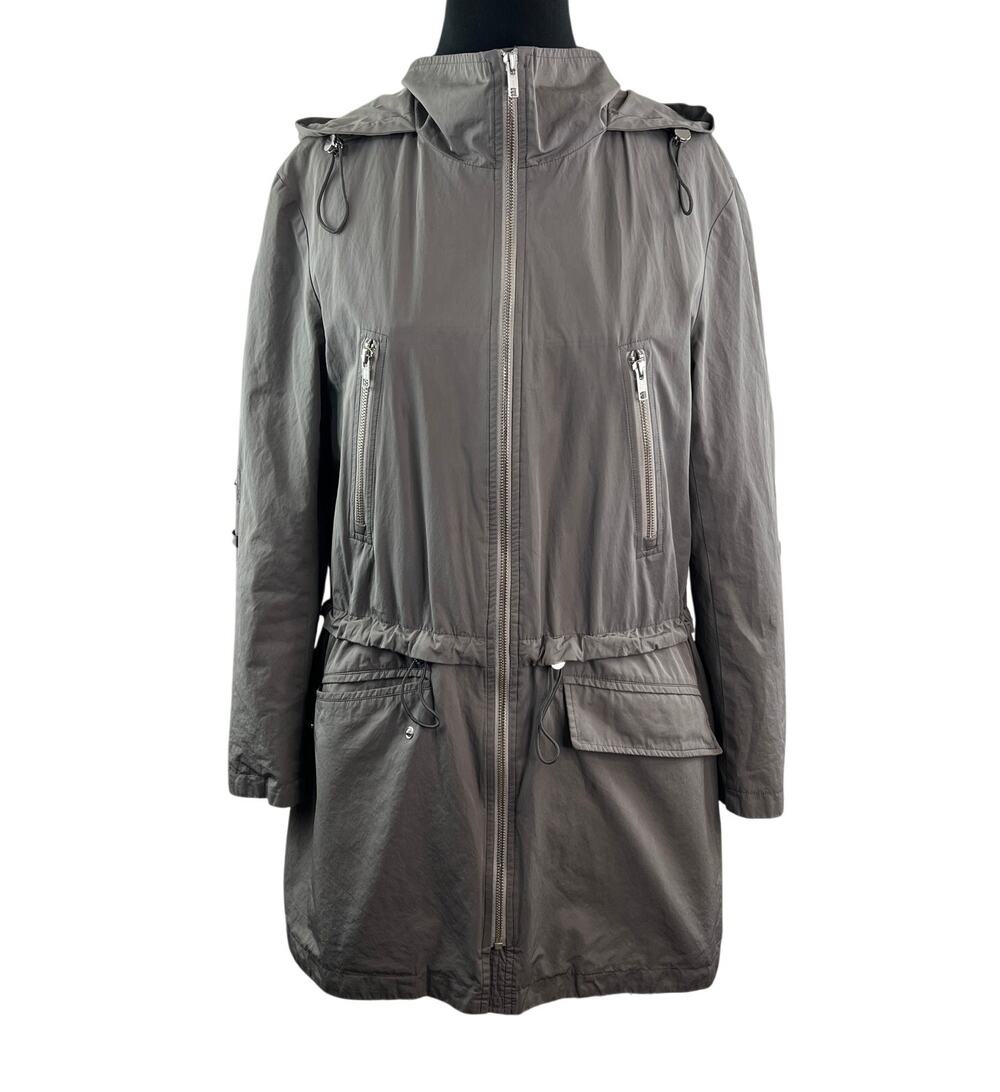 Soia & Kyo Sylvia Heather Gray Utility Jacket Hooded Full Zip Size Small S